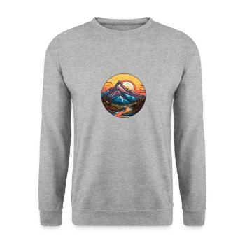 Mountains Landscape Circle - Unisex Sweatshirt - salt & pepper - Front - Alina (178cm) & Michal (187cm)