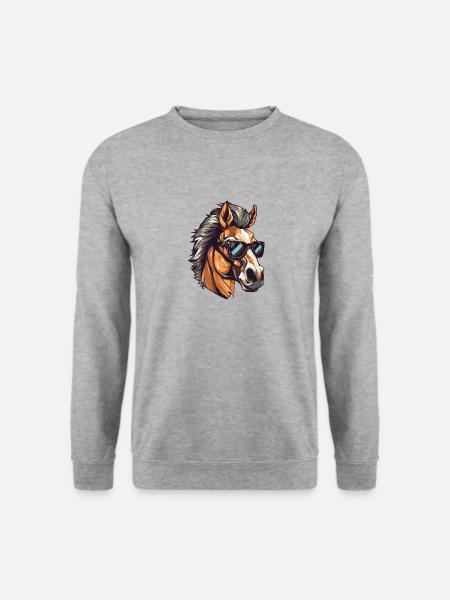 Cheval Hipster Cool Party - Sweat-shirt Unisexe - gris chiné