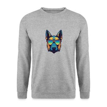 German Shepherd Dog Hipster Cool Party - Unisex Sweatshirt - salt & pepper - Front - Alina (178cm) & Michal (187cm)