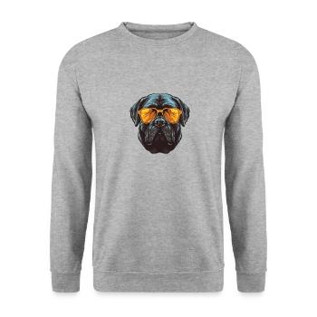 Mastiff Hund Hipster Cool Party - Unisex Pullover - Weißgrau meliert - Vorne - Alina (178cm) & Michal (187cm)