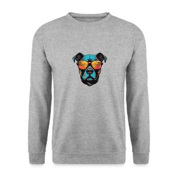 Portrait de chien Staffordshire Bull Terrier - Sweat-shirt Unisexe - gris chiné - Devant - Alina (178cm) & Michal (187cm)