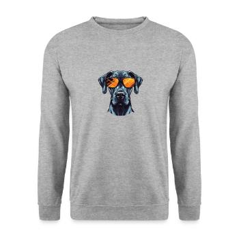 Great Dane Hund Hipster Cool Party - Unisex Pullover - Weißgrau meliert - Vorne - Alina (178cm) & Michal (187cm)