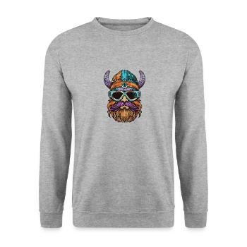 Viking Head Party Warrior - Unisex Sweatshirt - salt & pepper - Front - Alina (178cm) & Michal (187cm)