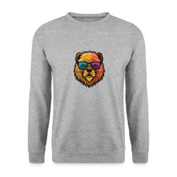 Chow Chow Hund Hipster Cool Party - Unisex Pullover - Weißgrau meliert - Vorne - Alina (178cm) & Michal (187cm)