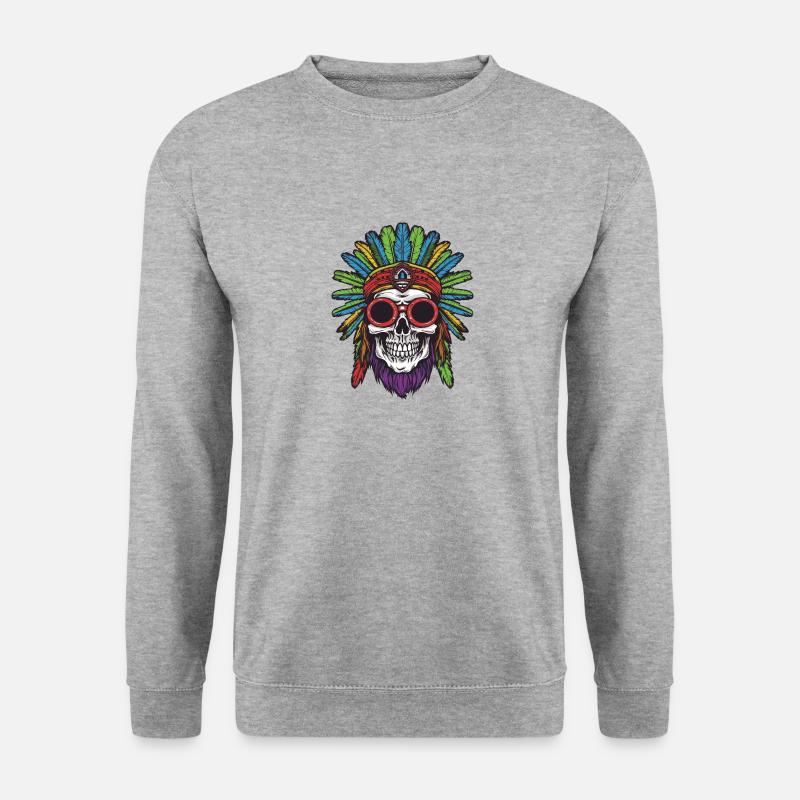 Apache Skull Indian - Unisex Sweatshirt - salt & pepper
