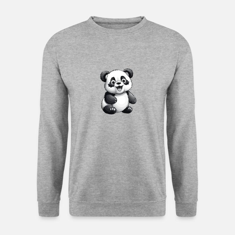 Panda Tier - Unisex Pullover - Weißgrau meliert