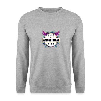 Amsterdam 2024 Team - Unisex Pullover - Weißgrau meliert - Vorne - Alina (178cm) & Michal (187cm)