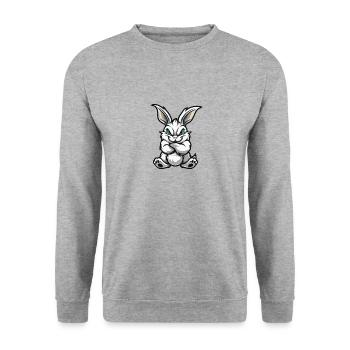 Hase Comic - Unisex Pullover - Weißgrau meliert - Vorne - Alina (178cm) & Michal (187cm)