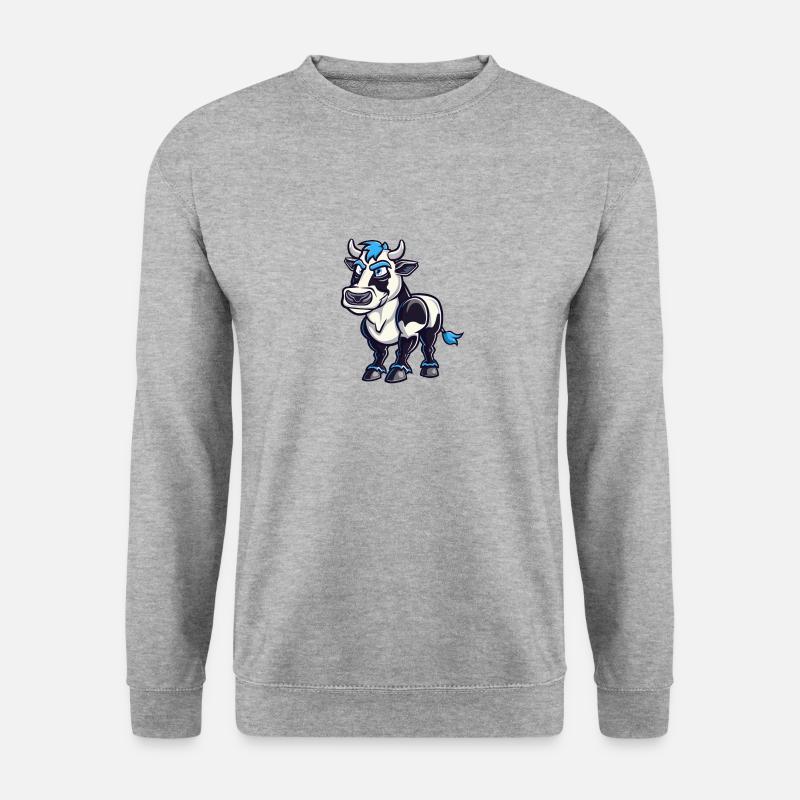 Kuh Comic - Unisex Pullover - Weißgrau meliert