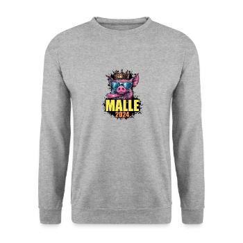 Malle 2024 Pig - Unisex Sweatshirt - salt & pepper - Front - Alina (178cm) & Michal (187cm)