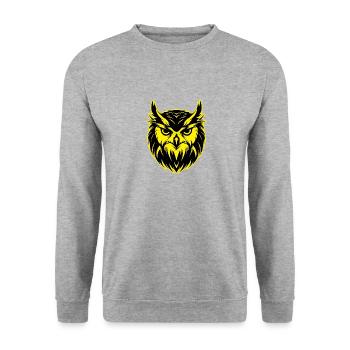 hibou portrait d’animal - Sweat-shirt Unisexe - gris chiné - Devant - Alina (178cm) & Michal (187cm)