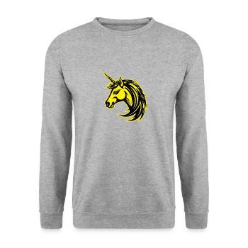 Portrait d’animal licorne - Sweat-shirt Unisexe - gris chiné - Devant - Alina (178cm) & Michal (187cm)