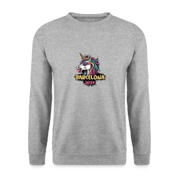 Licorne de Barcelone 2024 - Sweat-shirt Unisexe - gris chiné - Devant - Alina (178cm) & Michal (187cm)
