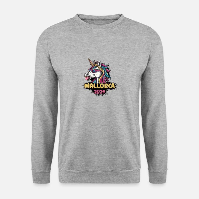 Mallorca 2024 Einhorn - Unisex Pullover - Weißgrau meliert