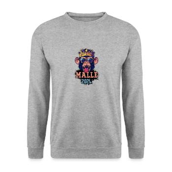 Malle 2024 Singe de fête - Sweat-shirt Unisexe - gris chiné - Devant - Alina (178cm) & Michal (187cm)