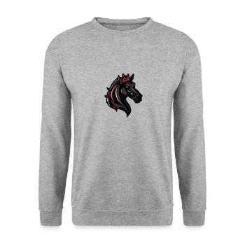 Pferd Kopf Krone - Unisex Pullover - Weißgrau meliert - Vorne - Alina (178cm) & Michal (187cm)