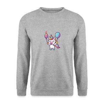 Unicorn Birthday Baby - Unisex Sweatshirt - salt & pepper - Front - Alina (178cm) & Michal (187cm)