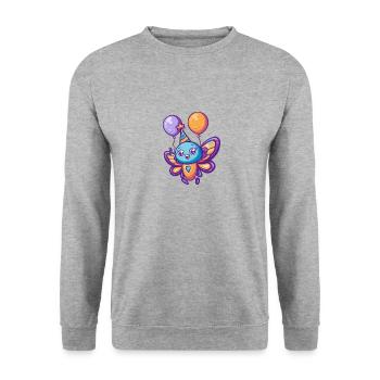 Papillon Anniversaire Bébé - Sweat-shirt Unisexe - gris chiné - Devant - Alina (178cm) & Michal (187cm)