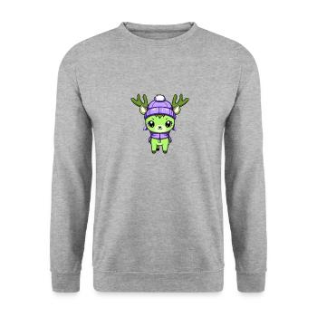 Bande dessinée d’hiver cerf - Sweat-shirt Unisexe - gris chiné - Devant - Alina (178cm) & Michal (187cm)