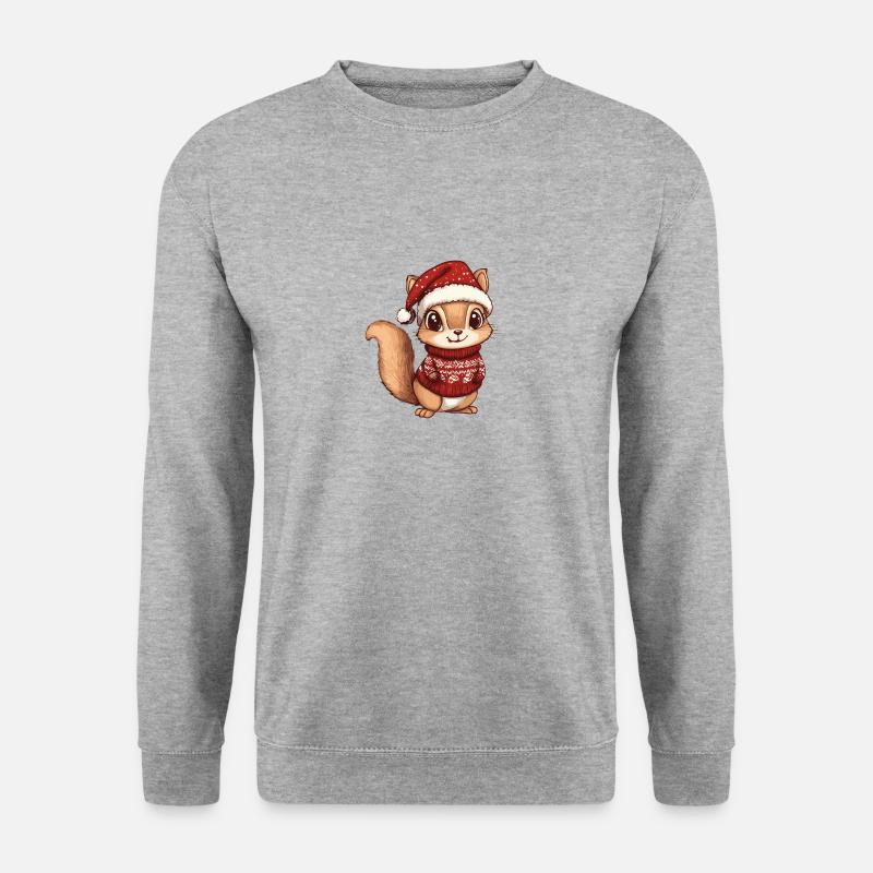 Eichhörnchen Weihnachten Comic - Unisex Pullover - Weißgrau meliert