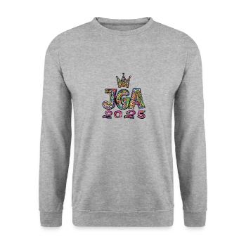 Jga 2025 Junggesellenabschied - Unisex Pullover - Weißgrau meliert - Vorne - Alina (178cm) & Michal (187cm)