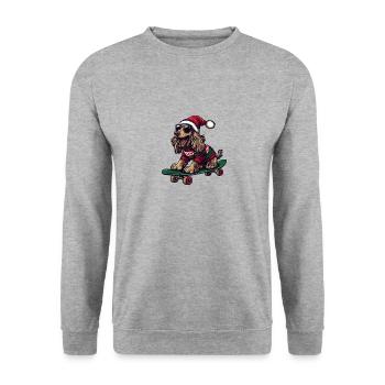 Afghan Hound Dog Christmas Skateboard - Unisex Sweatshirt - salt & pepper - Front - Alina (178cm) & Michal (187cm)