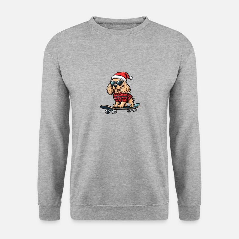 Cocker Spaniel Dog Christmas Skateboard - Unisex Sweatshirt - salt & pepper