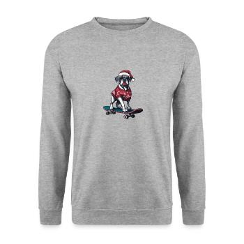 Great Dane Dog Noël Skateboard - Sweat-shirt Unisexe - gris chiné - Devant - Alina (178cm) & Michal (187cm)