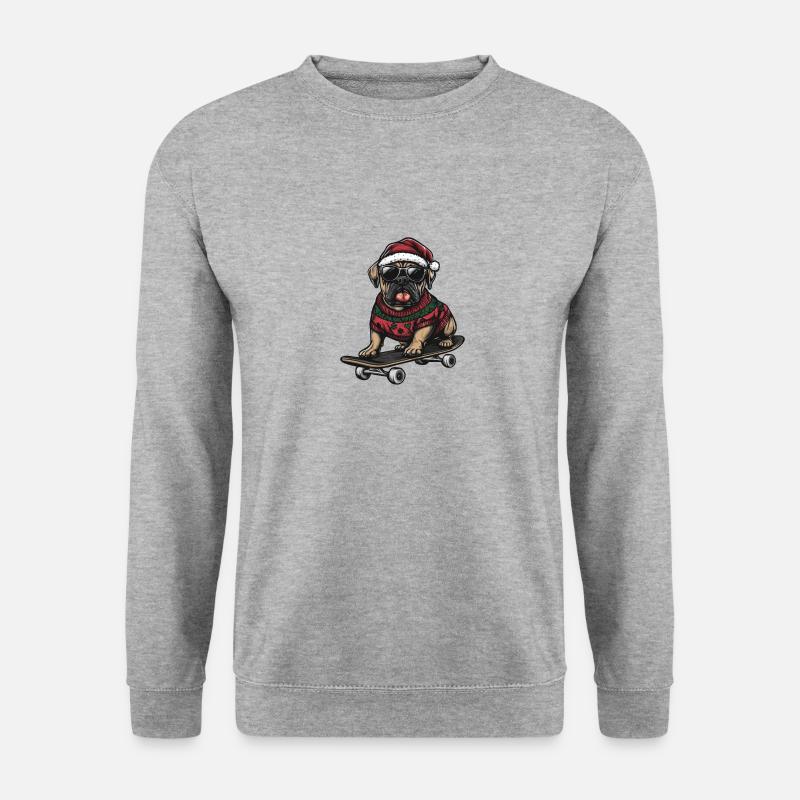 Mastiff Chien Noël Skateboard - Sweat-shirt Unisexe - gris chiné