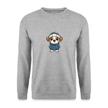 Jack Russell Terrier Hund Winter - Unisex Pullover - Weißgrau meliert - Vorne - Alina (178cm) & Michal (187cm)