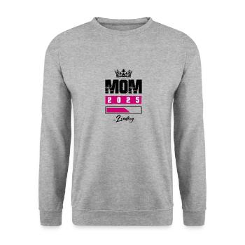 Mama 2025 Loading Mom - Unisex Pullover - Weißgrau meliert - Vorne - Alina (178cm) & Michal (187cm)