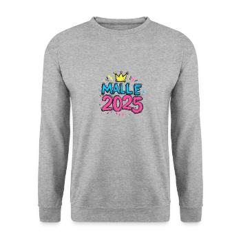 Malle 2025 Mallorca Spruch - Unisex Pullover - Weißgrau meliert - Vorne - Alina (178cm) & Michal (187cm)