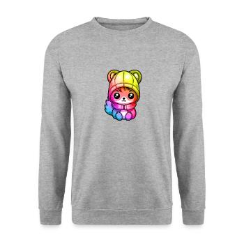 Squirrel Winter Animal Colorful Comic - Unisex Sweatshirt - salt & pepper - Front - Alina (178cm) & Michal (187cm)