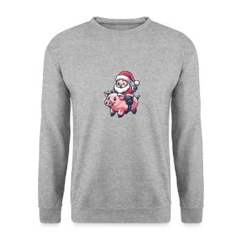 Pig Santa Claus - Unisex Sweatshirt - salt & pepper - Front - Alina (178cm) & Michal (187cm)