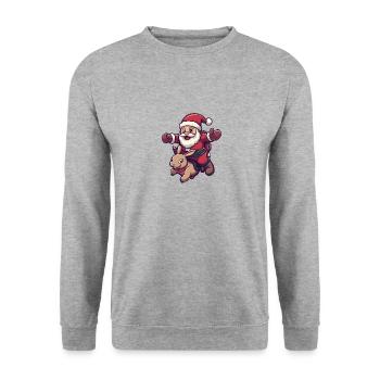 Lapin Père Noël - Sweat-shirt Unisexe - gris chiné - Devant - Alina (178cm) & Michal (187cm)