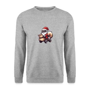 Écureuil Père Noël - Sweat-shirt Unisexe - gris chiné - Devant - Alina (178cm) & Michal (187cm)
