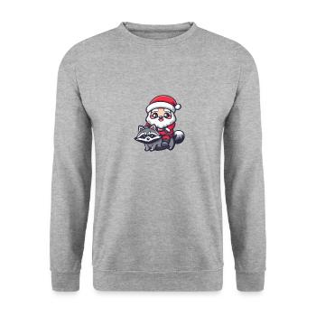 Raccoon Santa Claus - Unisex Sweatshirt - salt & pepper - Front - Alina (178cm) & Michal (187cm)