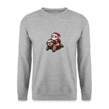 Sloth Santa Claus - Unisex Sweatshirt - salt & pepper - Front - Alina (178cm) & Michal (187cm)