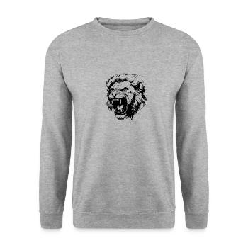 Lion Head - Unisex Sweatshirt - salt & pepper - Front - Alina (178cm) & Michal (187cm)