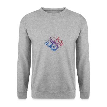 Berge Kompass - Unisex Pullover - Weißgrau meliert - Vorne - Alina (178cm) & Michal (187cm)