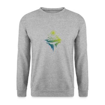 Mountains icon compass - Unisex Sweatshirt - salt & pepper - Front - Alina (178cm) & Michal (187cm)