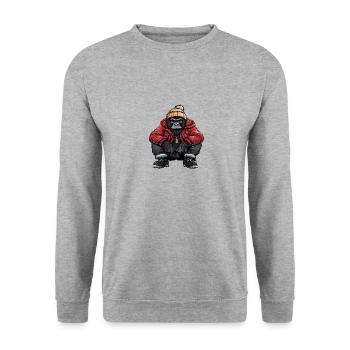 Gorille Funny Winter - Sweat-shirt Unisexe - gris chiné - Devant - Alina (178cm) & Michal (187cm)