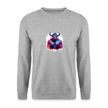 Stier Bulle Muskeln Bodybuilding Beast - Unisex Pullover - Weißgrau meliert - Vorne - Alina (178cm) & Michal (187cm)