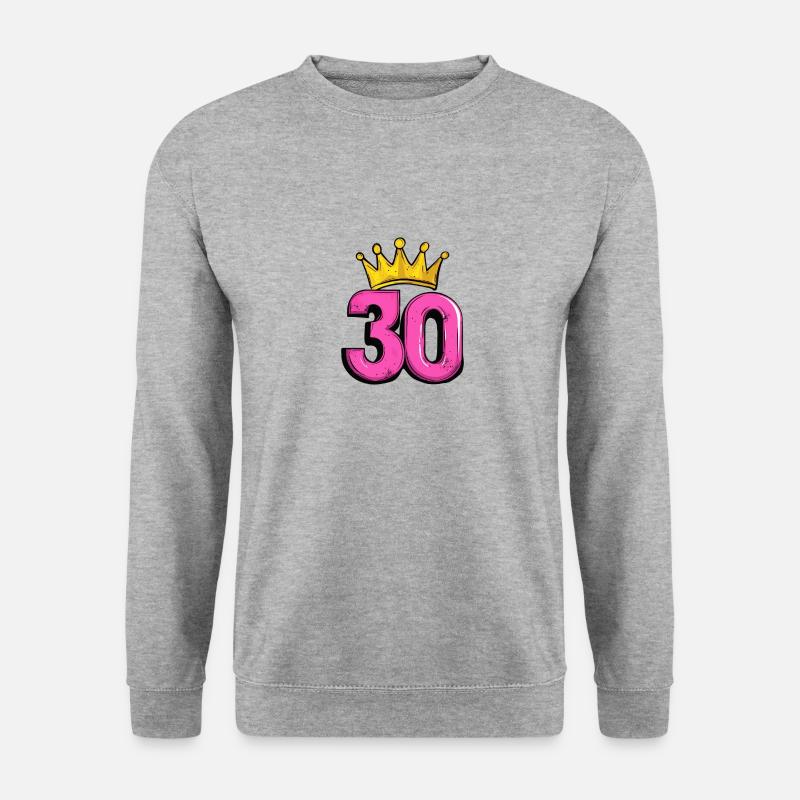 30 Zahl Krone - Unisex Pullover - Weißgrau meliert