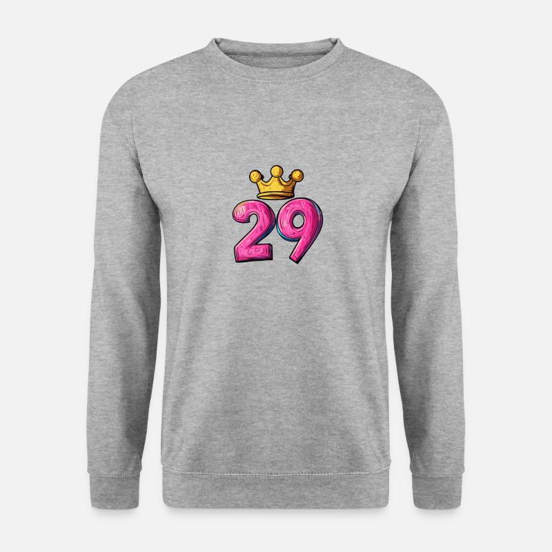 29 Zahl Krone - Unisex Pullover - Weißgrau meliert