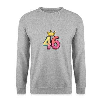 46 Number Krone - Unisex Sweatshirt - salt & pepper - Front - Alina (178cm) & Michal (187cm)