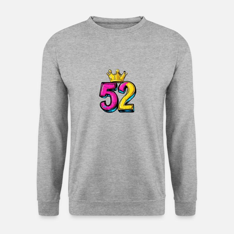 52 Zahl Krone - Unisex Pullover - Weißgrau meliert