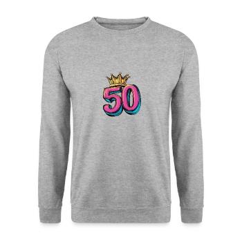50 Number Crown - Unisex Sweatshirt - salt & pepper - Front - Alina (178cm) & Michal (187cm)