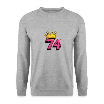 74 Number Krone - Unisex Sweatshirt - salt & pepper - Front - Alina (178cm) & Michal (187cm)