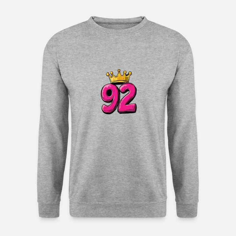 92 Zahl Krone - Unisex Pullover - Weißgrau meliert